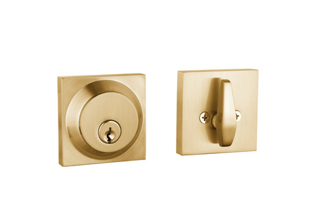 Modern Square Deadbolt Satin Brass