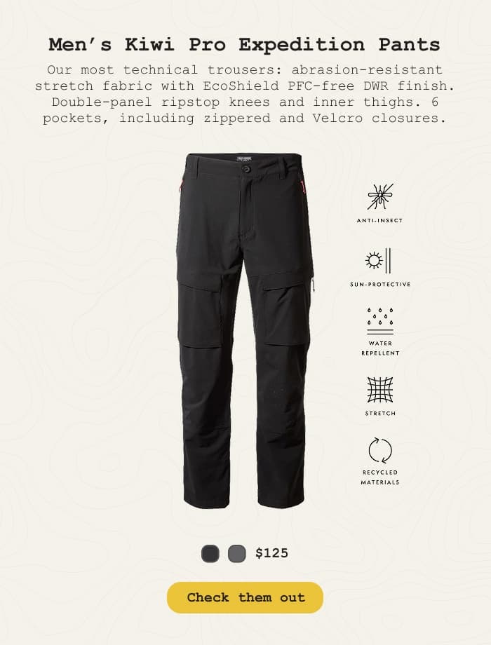 Studio photo of Men's Kiwi Pro Expedition Pants: Shop Now