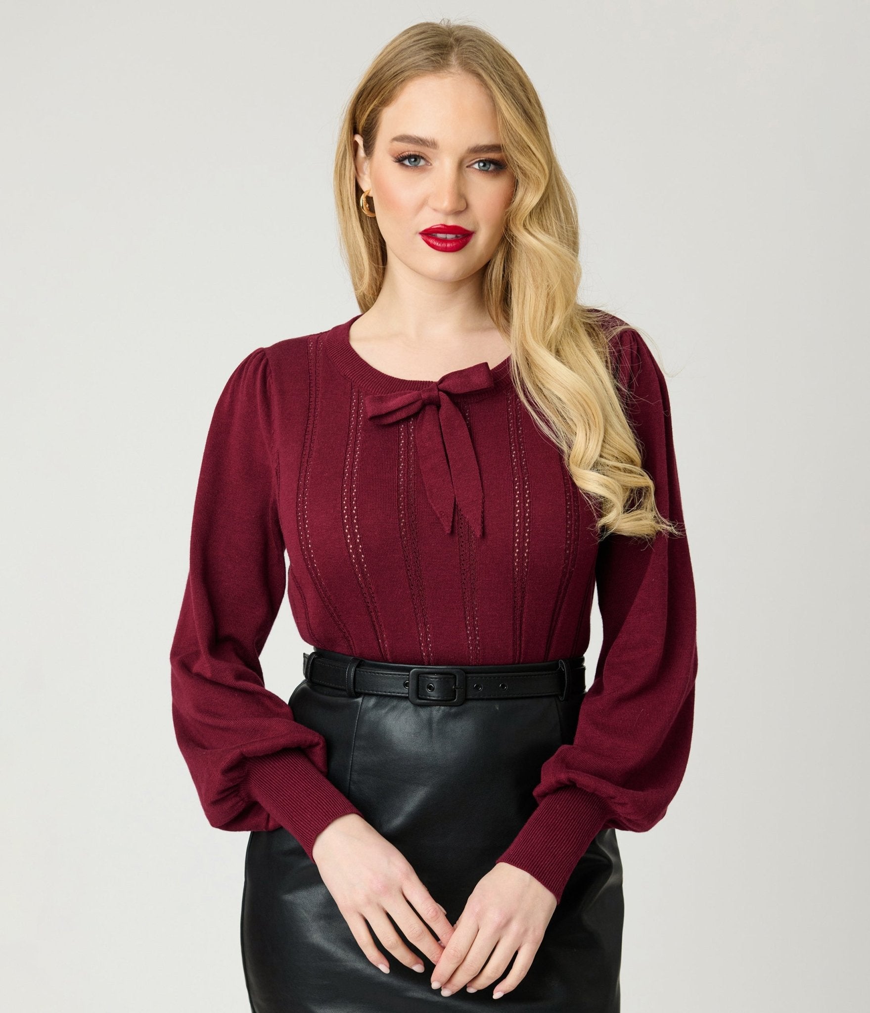 Image of Royal Monk Burgundy Bow Sweater