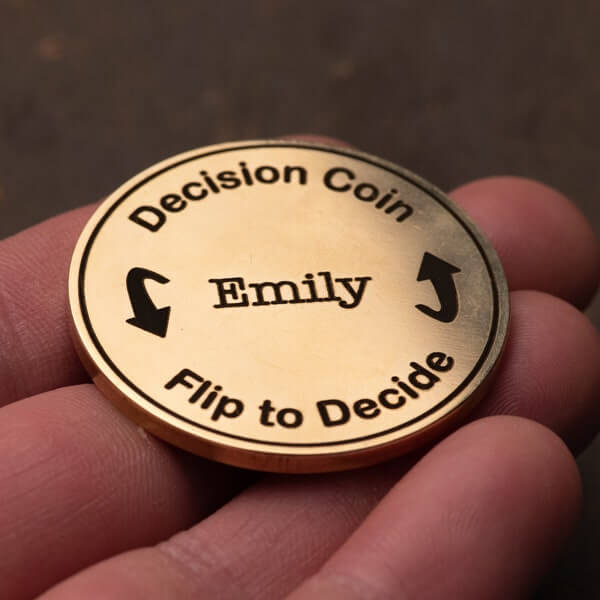 Decision Coin - Custom Engraved Brass Coin - Couples Flip Coin - Gifts for Her/Him - Anniversary Gift - Birthday Gift - Valentines Day Gift