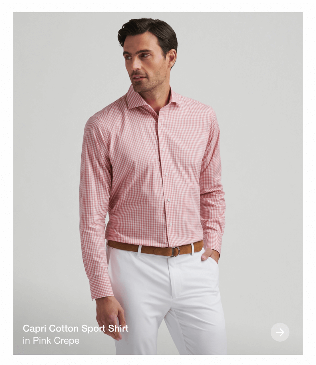 Capri Cotton Sport Shirt in Pink Crepe