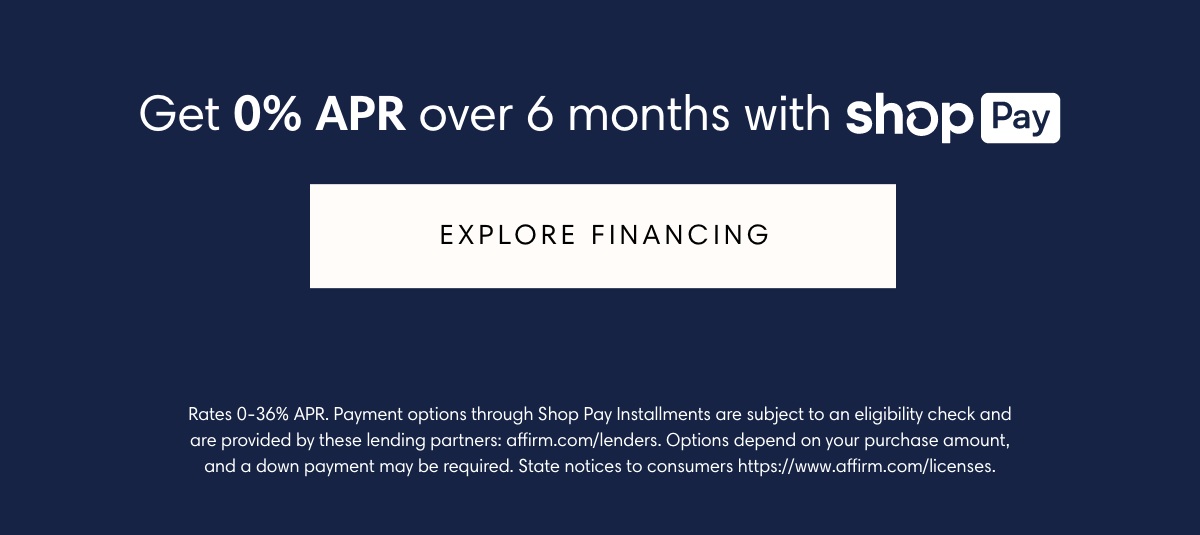 Get 0% APR over 6 months with Shop Pay