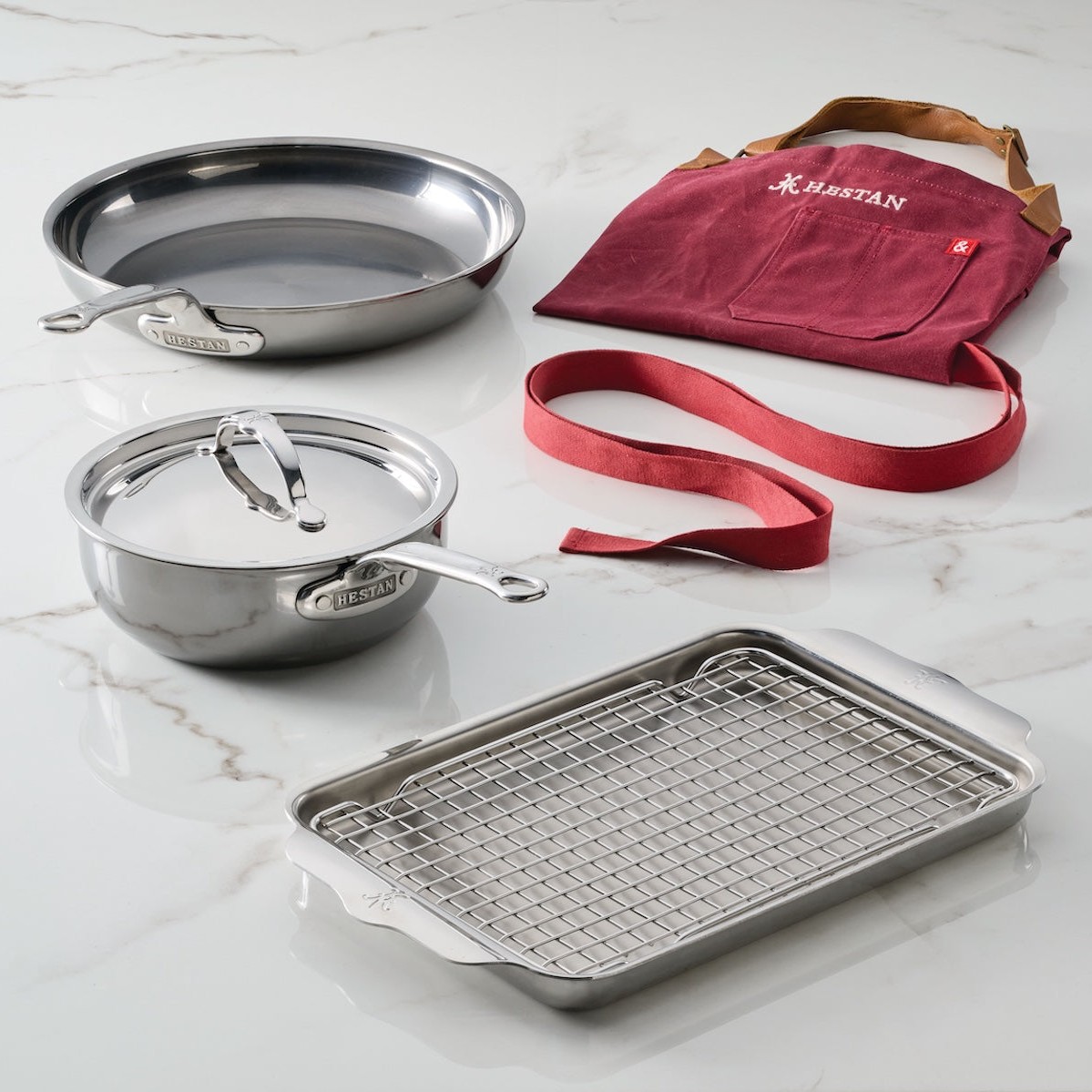 IMG: Titanium Grilling Essentials Cookware Set, 6-piece on marble countertop