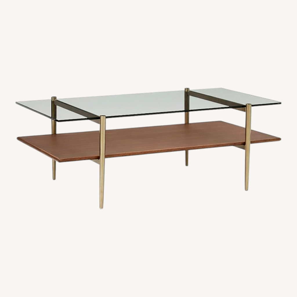 Image of West Elm Dark Brown Wood Coffee Table