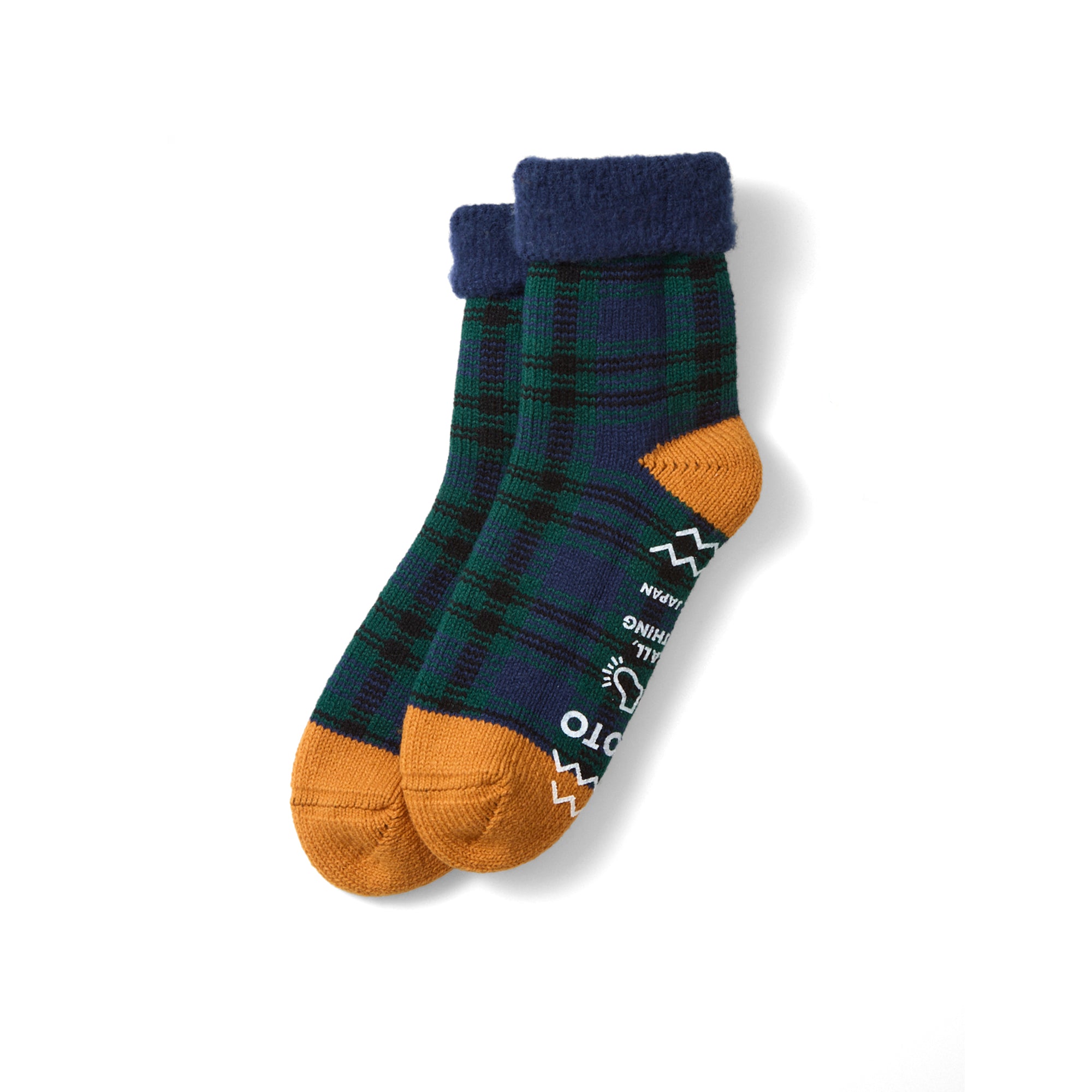 Image of Comfy Check Room Socks, Navy/Green