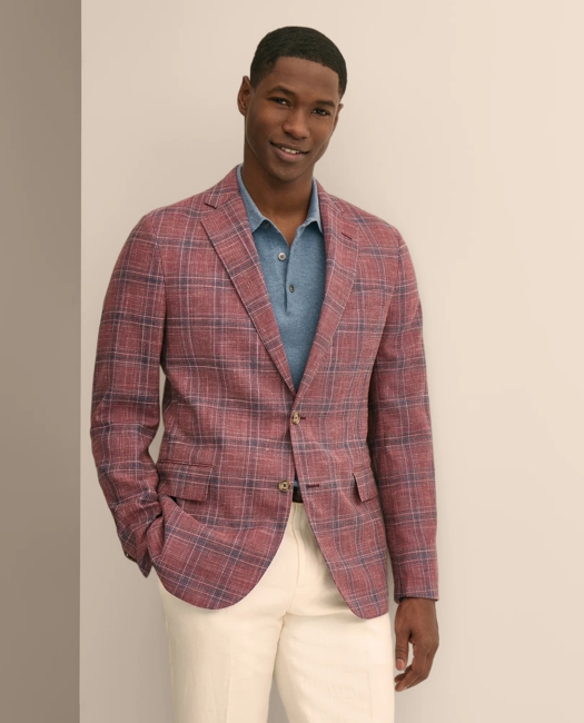 Image of Classic Fit Wool-Cotton-Linen Hopsack