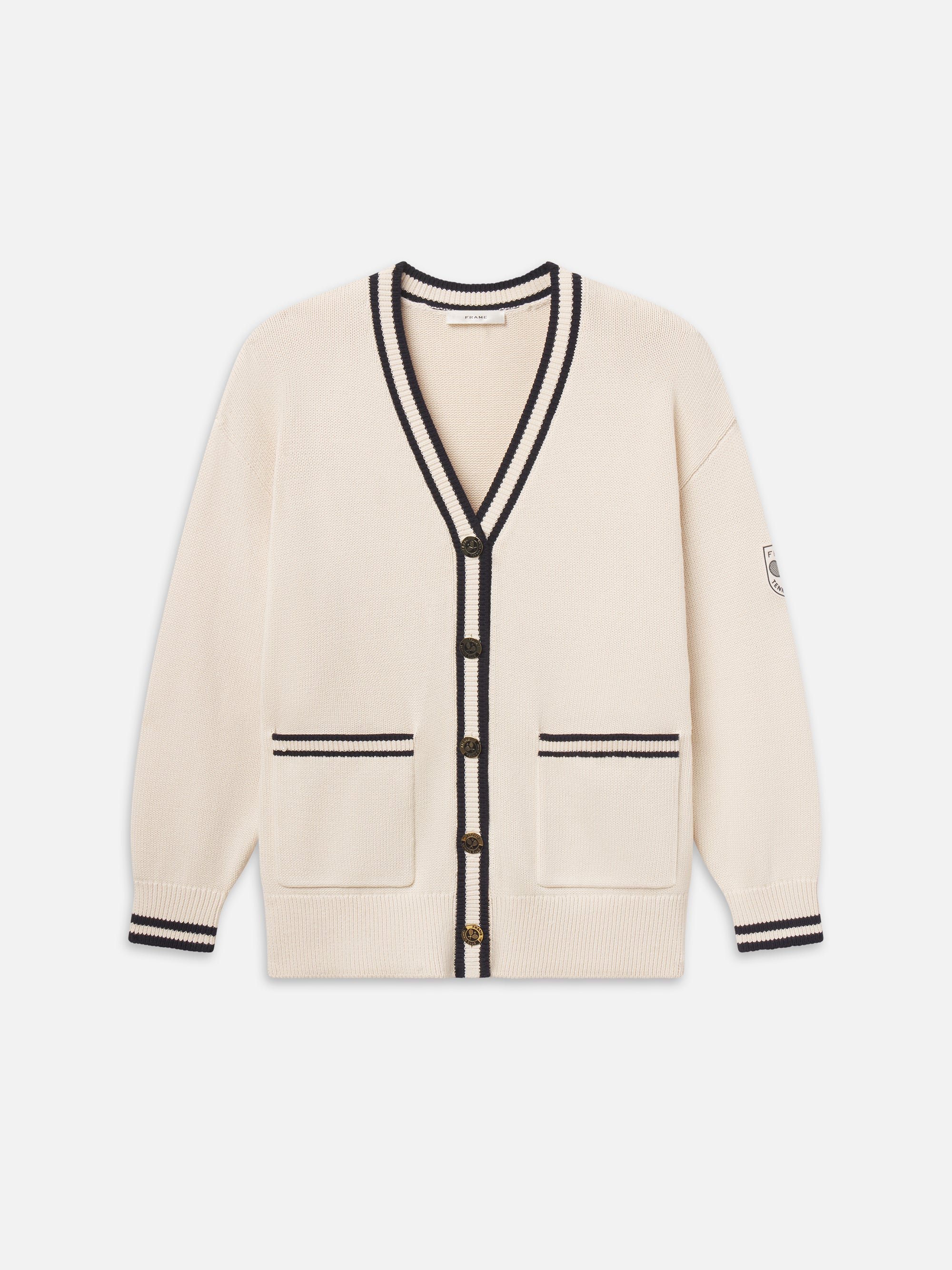 THE TENNIS OVERSIZED CARDIGAN IN CREAM MULTI