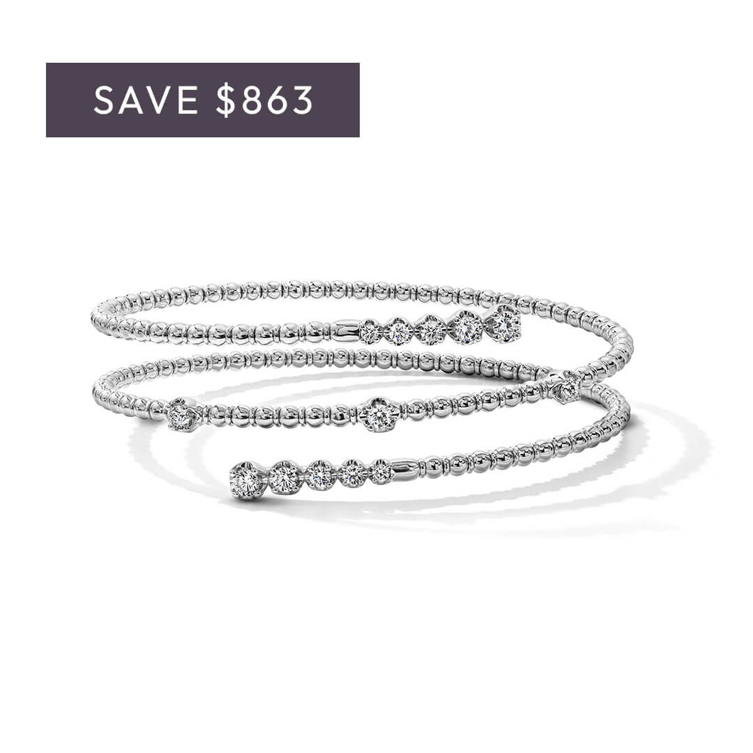 Graduated Diamond Three Row Gold Wrap Bracelet