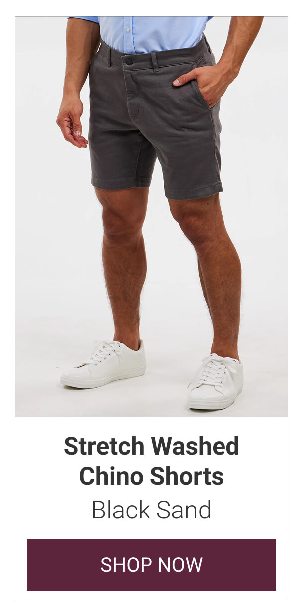 Black Sand Stretch Washed Chino Shorts