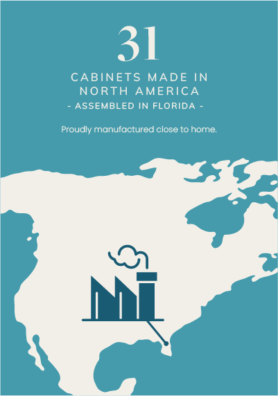 31 Cabinets made in North America and assembled in Florida