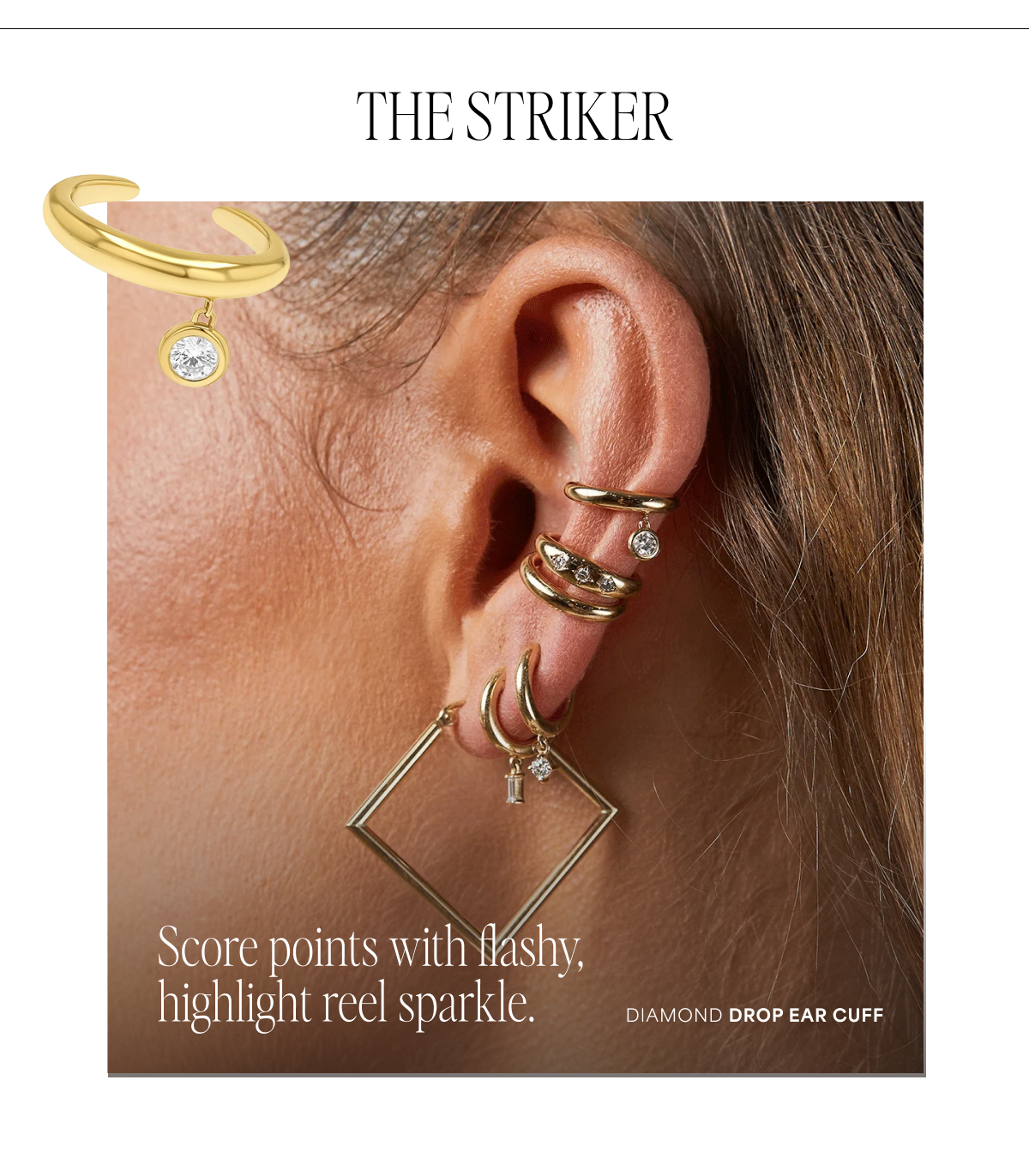 Diamond Drop Ear Cuff 