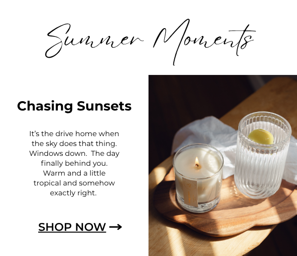 image of chasing sunsets burning with a glass of lemon water nearby
