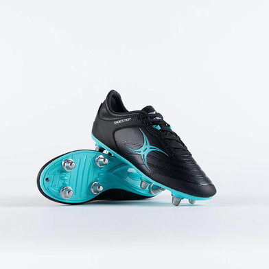 Gilbert Kids' Sidestep X15 6 Stud Rugby Boots Black / Aqua