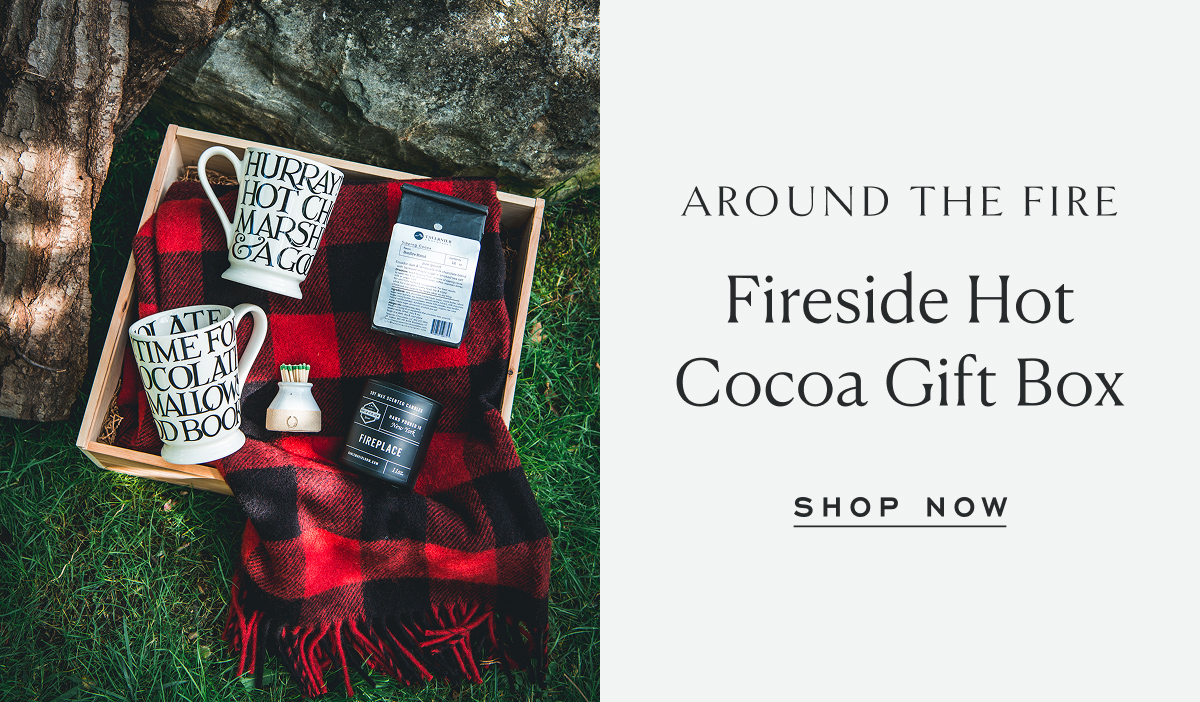 Around the Fire. Fireside Hot Cocoa Gift Box Shop Now.