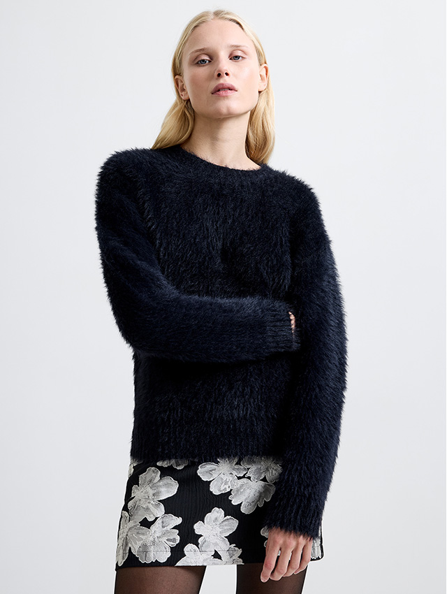 Lucile Mock Neck Fluffy Knit Jumper