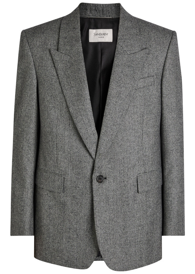 SAINT LAURENT Checked wool blazer