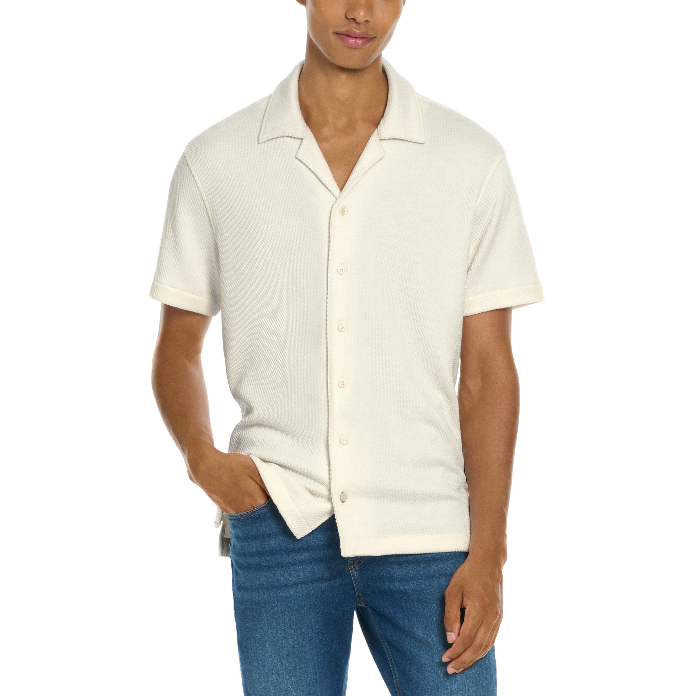 Scotch & Soda Men's Jersey Short Sleeve Button Up Shirt