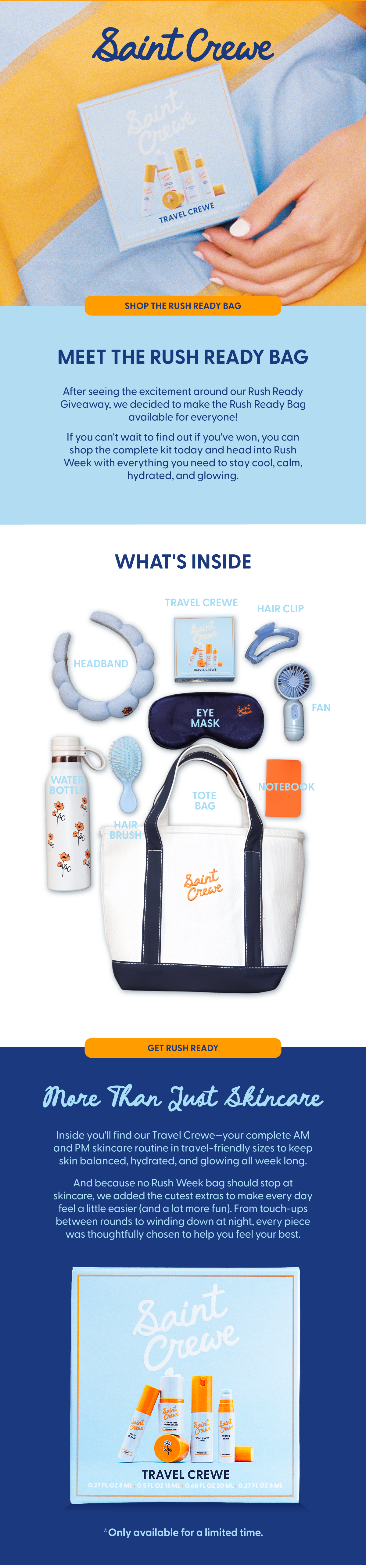 Shop the Rush Ready Bag - available for a limited time at saintcrewe.com