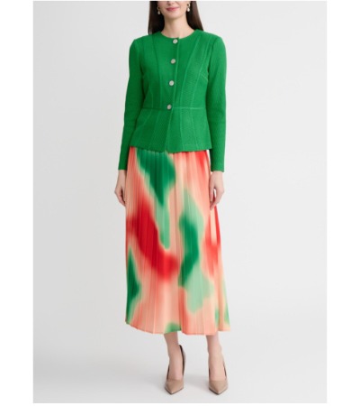 Multi-Color Pleated Crepe Maxi Skirt