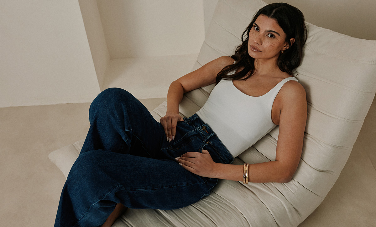 STRETCH WIDE LEG JEANS DARK BLUE