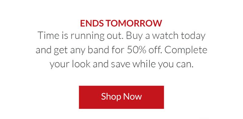 50% Off Bands w/ watch purchase
