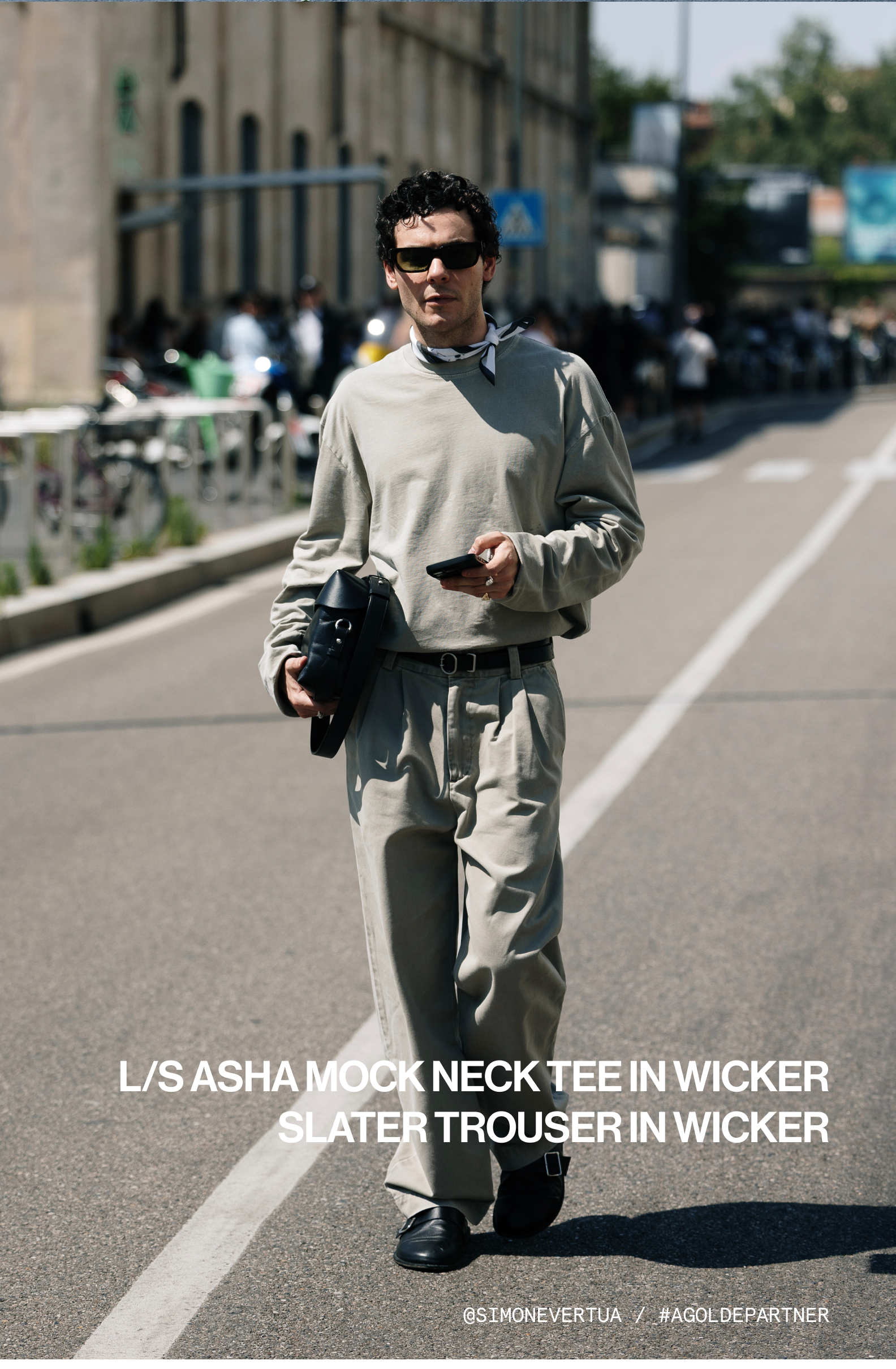 L/S Asha Mock Neck Tee in Wicker / Slater Trouser in Wicker
