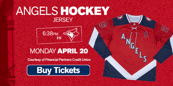 Angels Hockey Jersey, Courtesy of Financial Partners Credit Union - Monday, April 20, 6:38pm vs. Toronto Blue Jays - Buy Tickets
