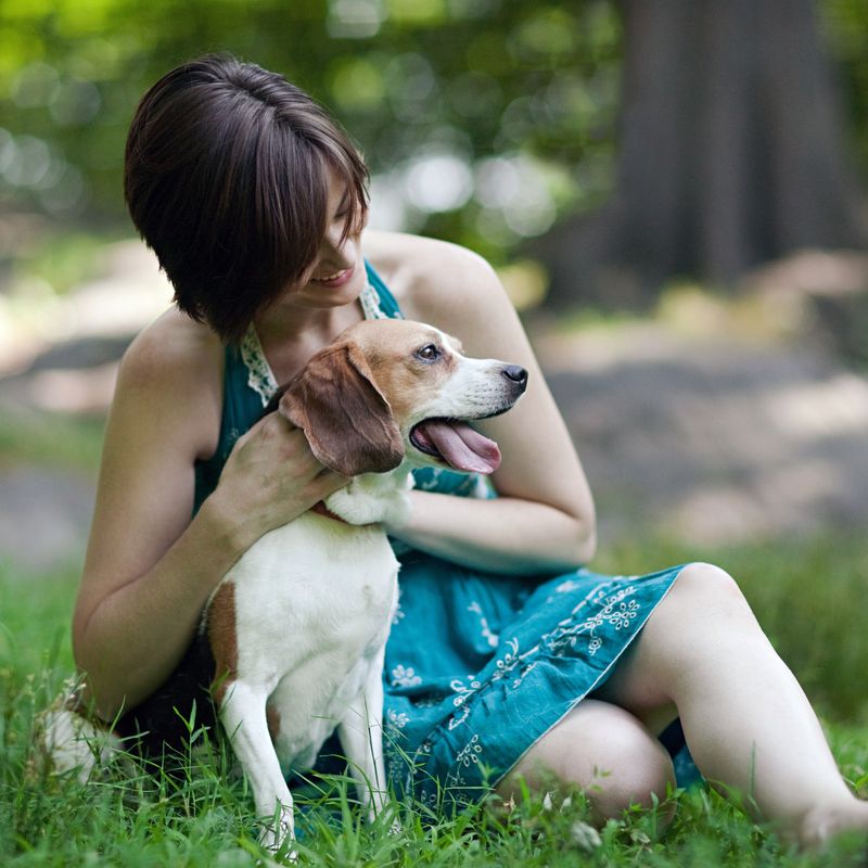 Person with beagle.