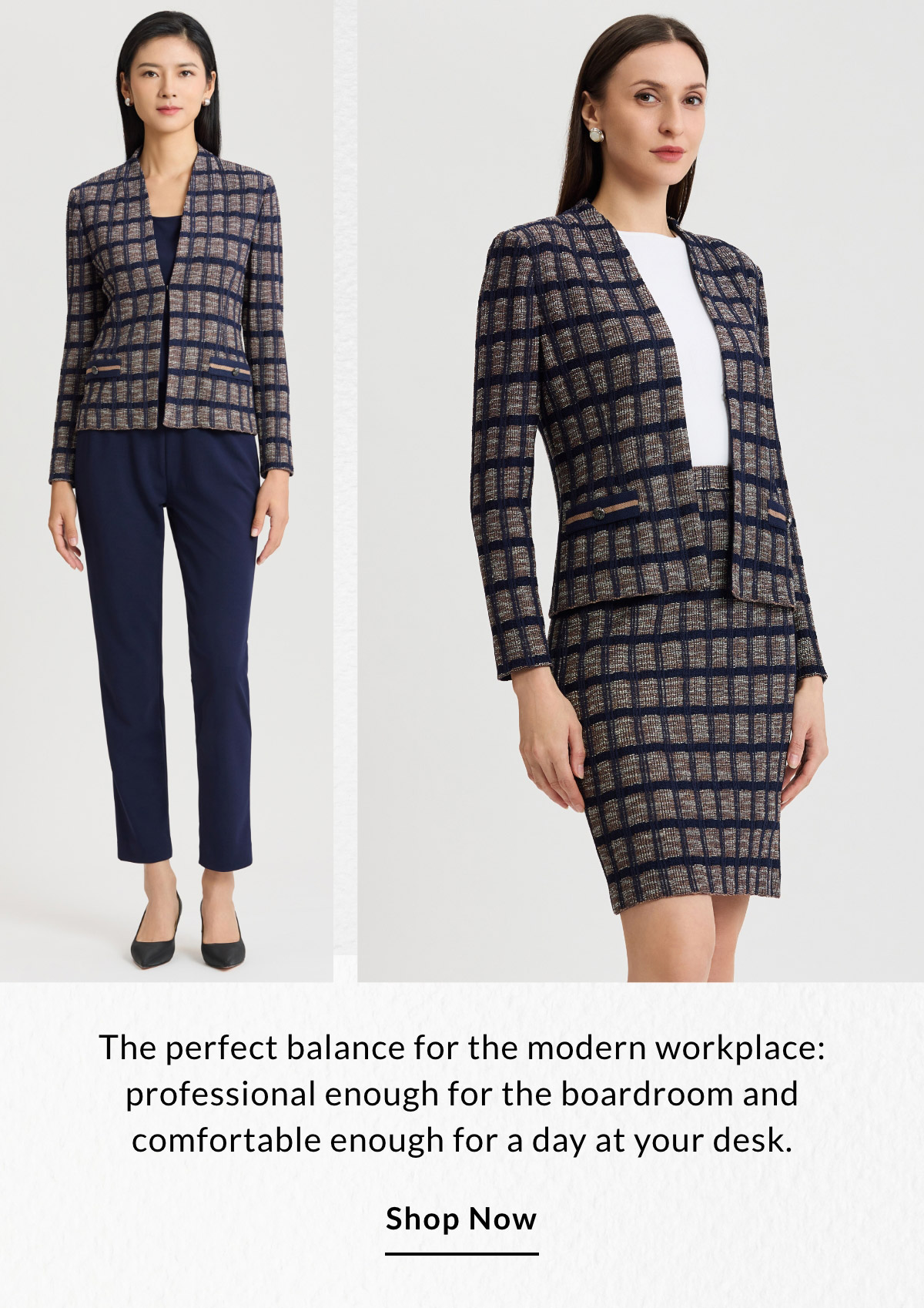 The perfect balance for the modern workplace: professional enough for the boardroom and comfortable enough for a day at your desk. SHOP NOW >>