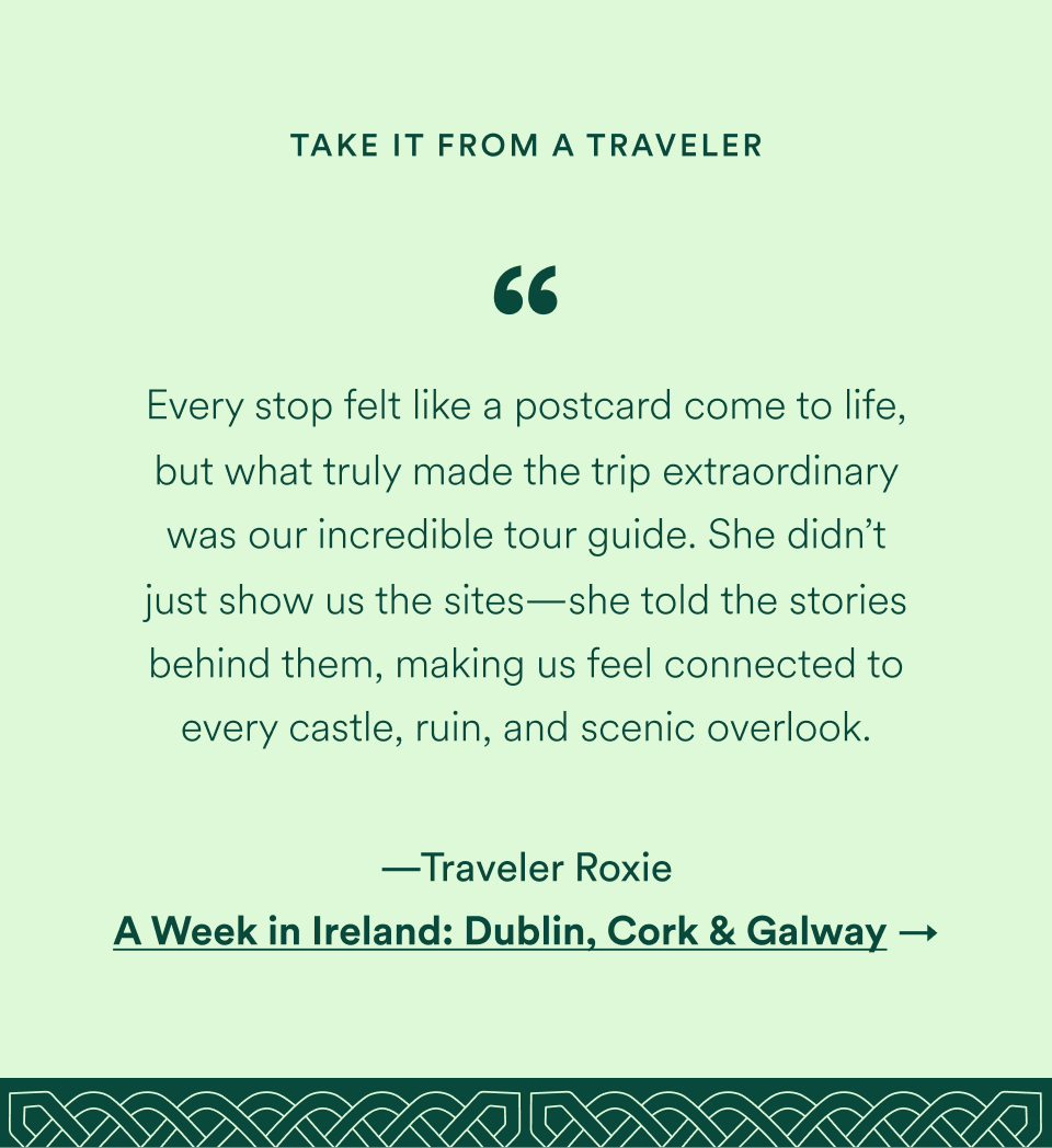 Ireland travel spotlight collage; opens Ireland tours