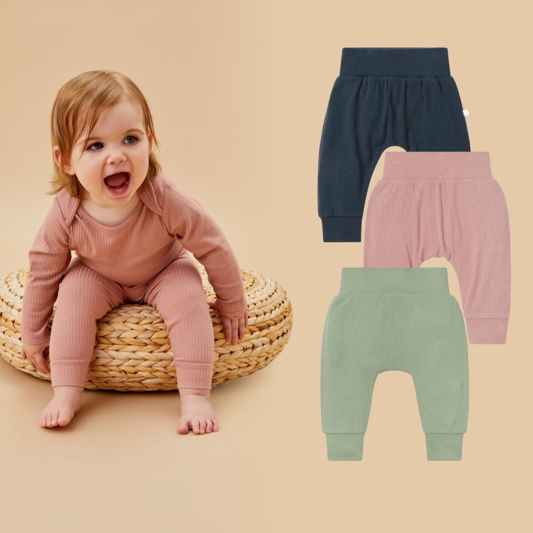 Image of Ribbed Comfy Joggers 3 Pack