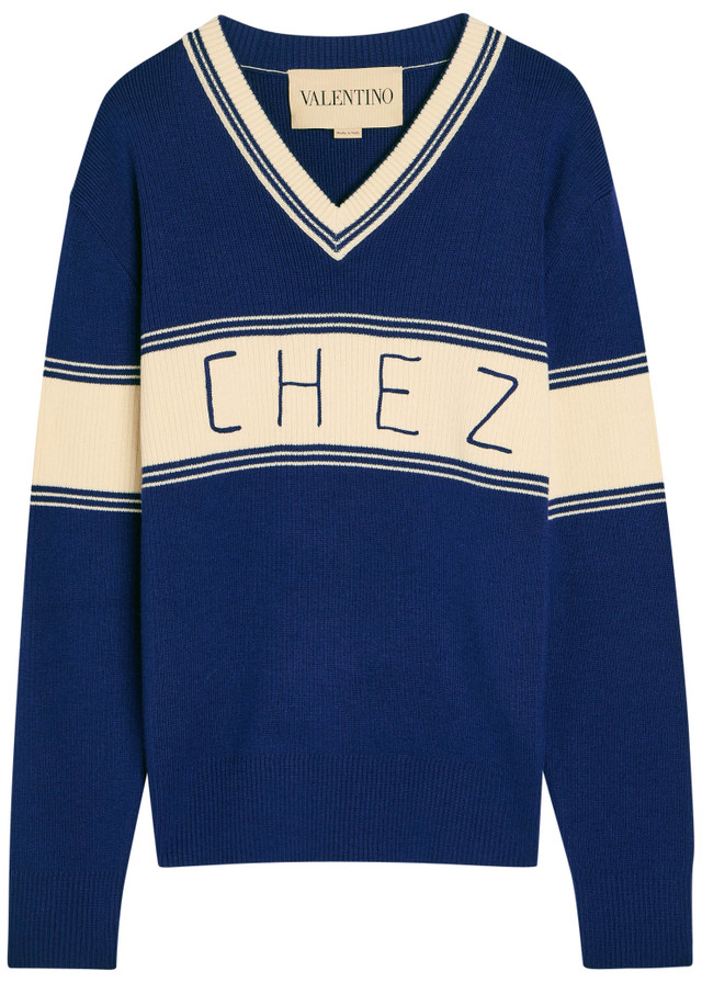VALENTINO GARAVANI Logo-embroidered knit jumper