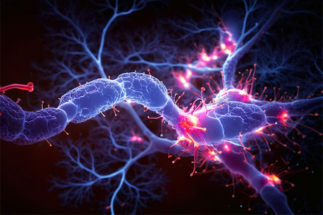 A rendering of nerves in the brain.