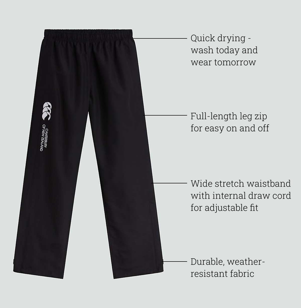 Perfect for athletes, weekend warriors, and everyday wear – these pants are a must-have in every kit bag.