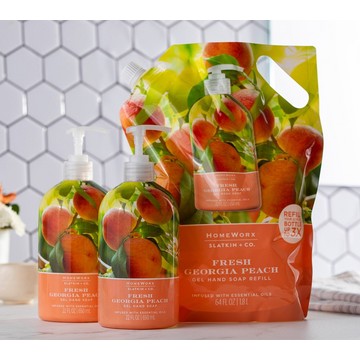 HomeWorx by Slatkin + Co. S/2 Hand Soaps & Refill Fresh Georgia Peach