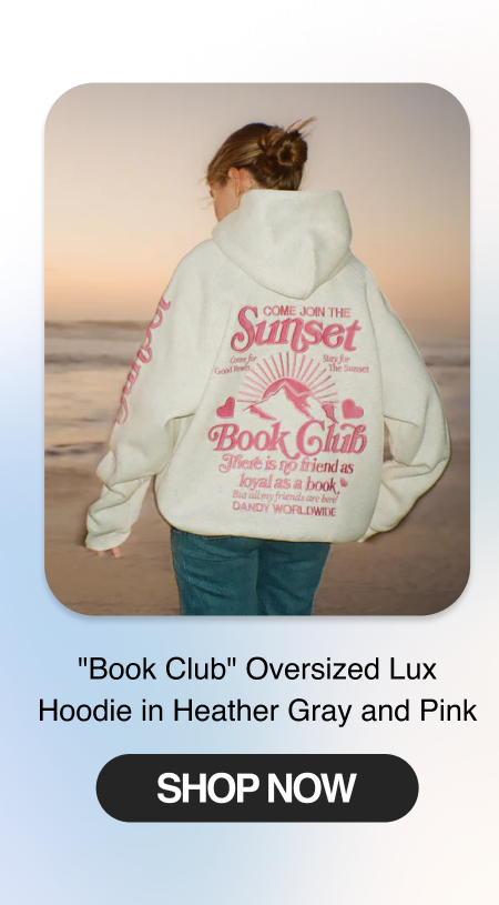 "Book Club" Oversized Lux Hoodie in Heather Gray and Pink