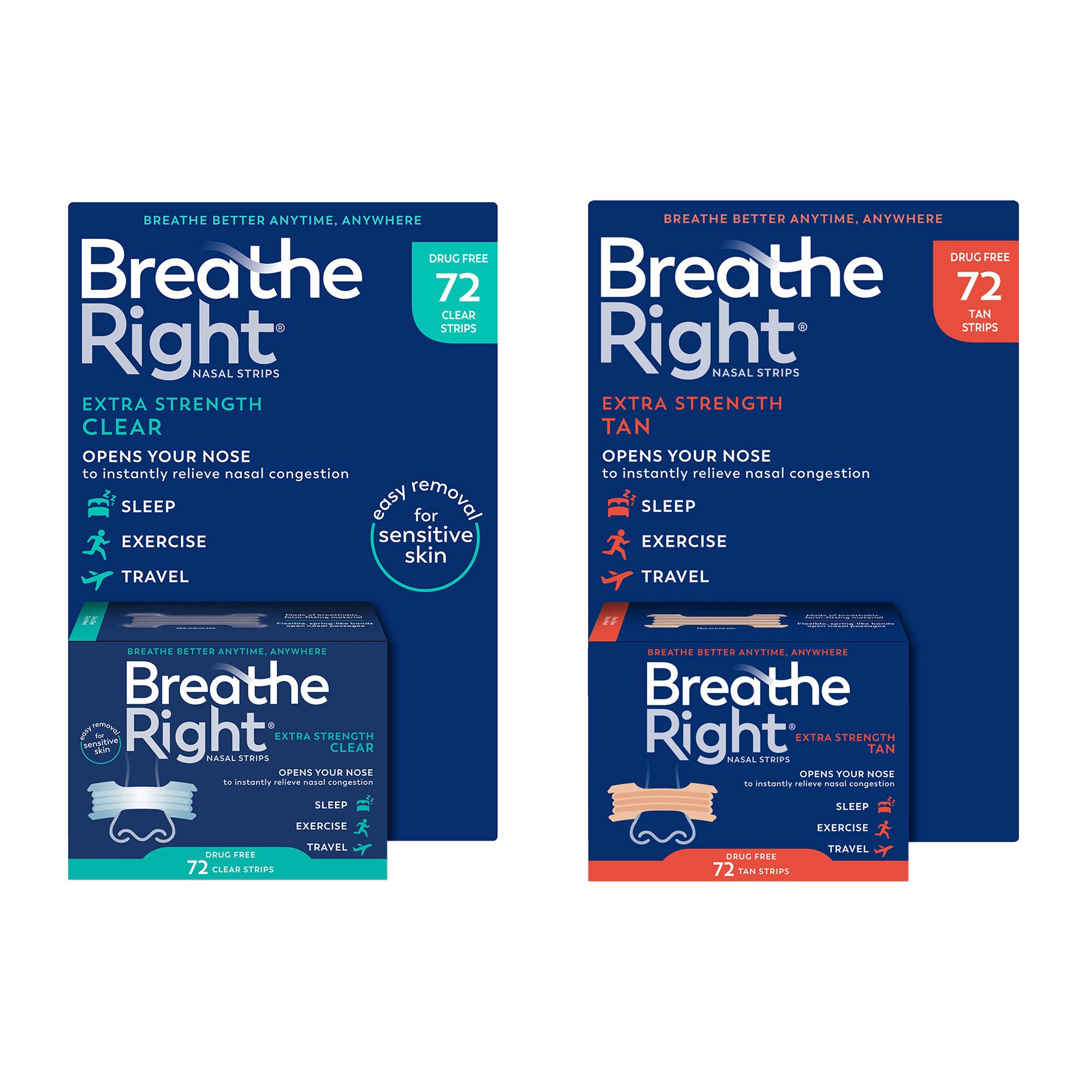 Breathe Right Extra Strength Clear AND/OR Tan Nasal Strips