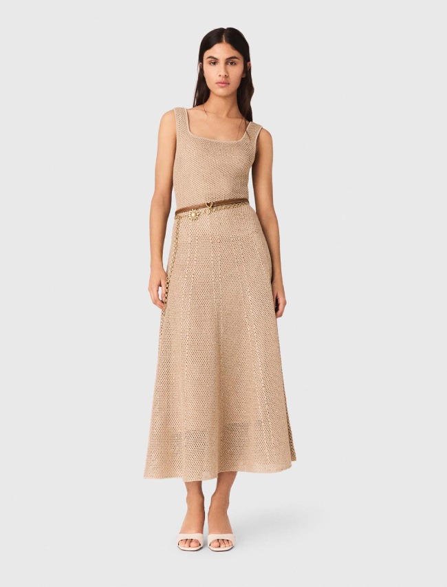 Long embellished knit dress