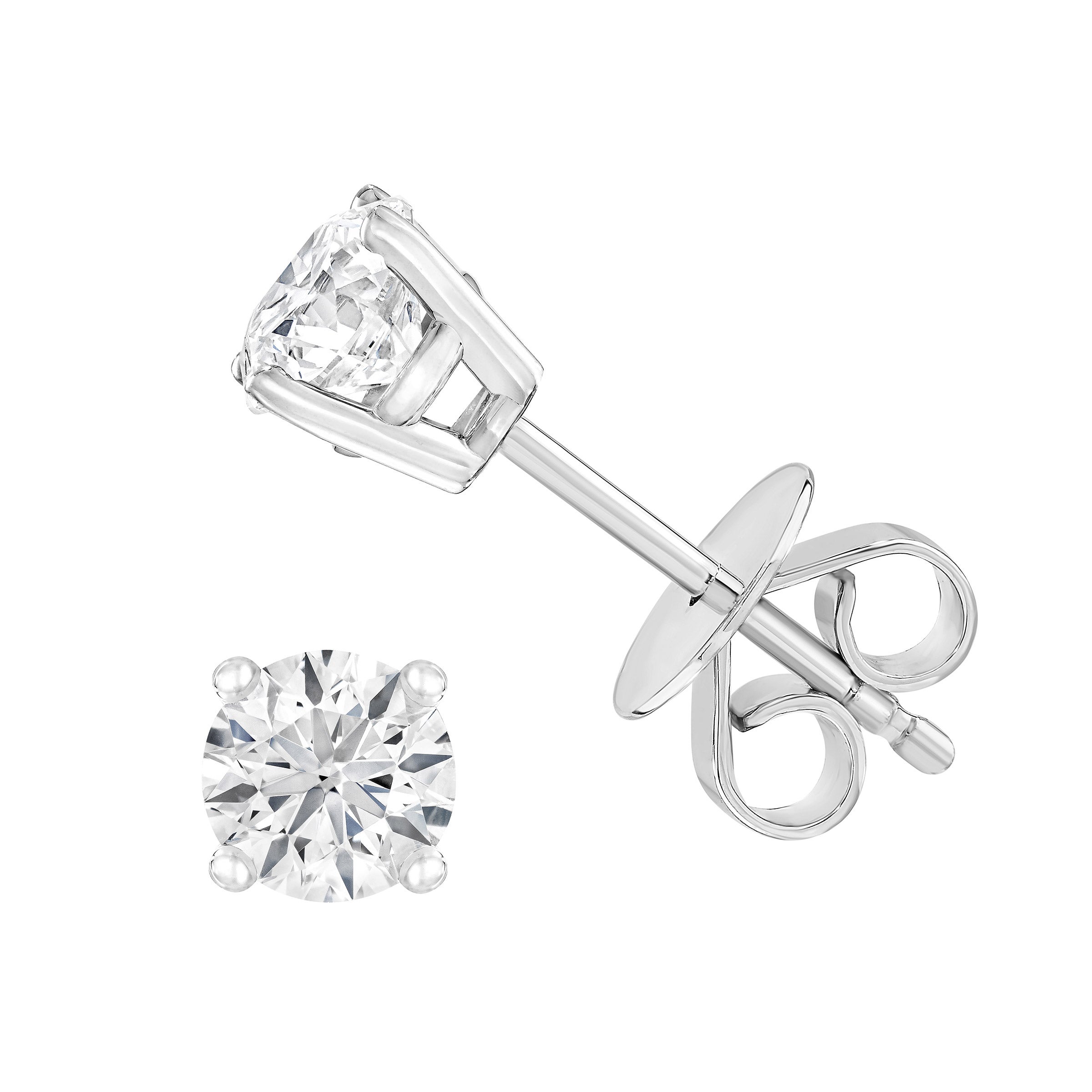 Round Brilliant 0.80 ctw Solitaire Diamond 14kt White Gold Stud Earrings