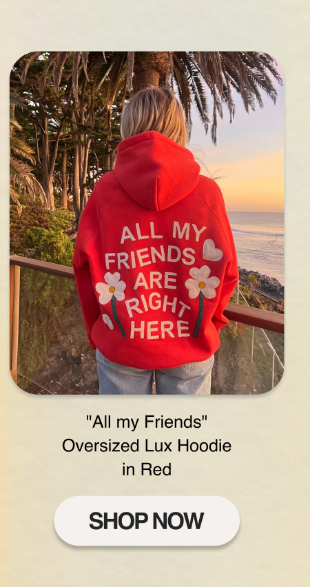 "All my Friends" Oversized Lux Hoodie in Red