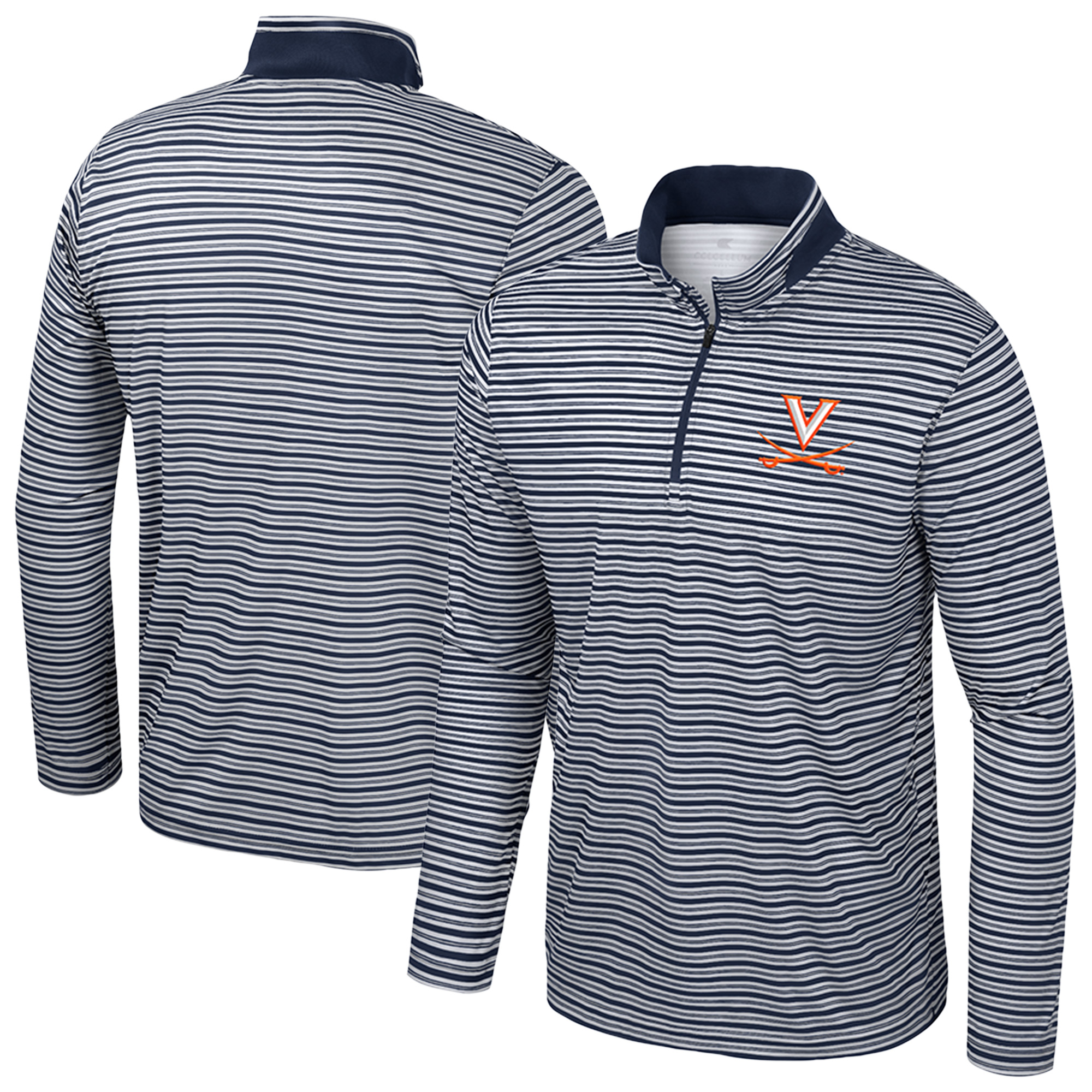 Virginia Cavaliers Colosseum Striped Quarter-Zip Top - Navy