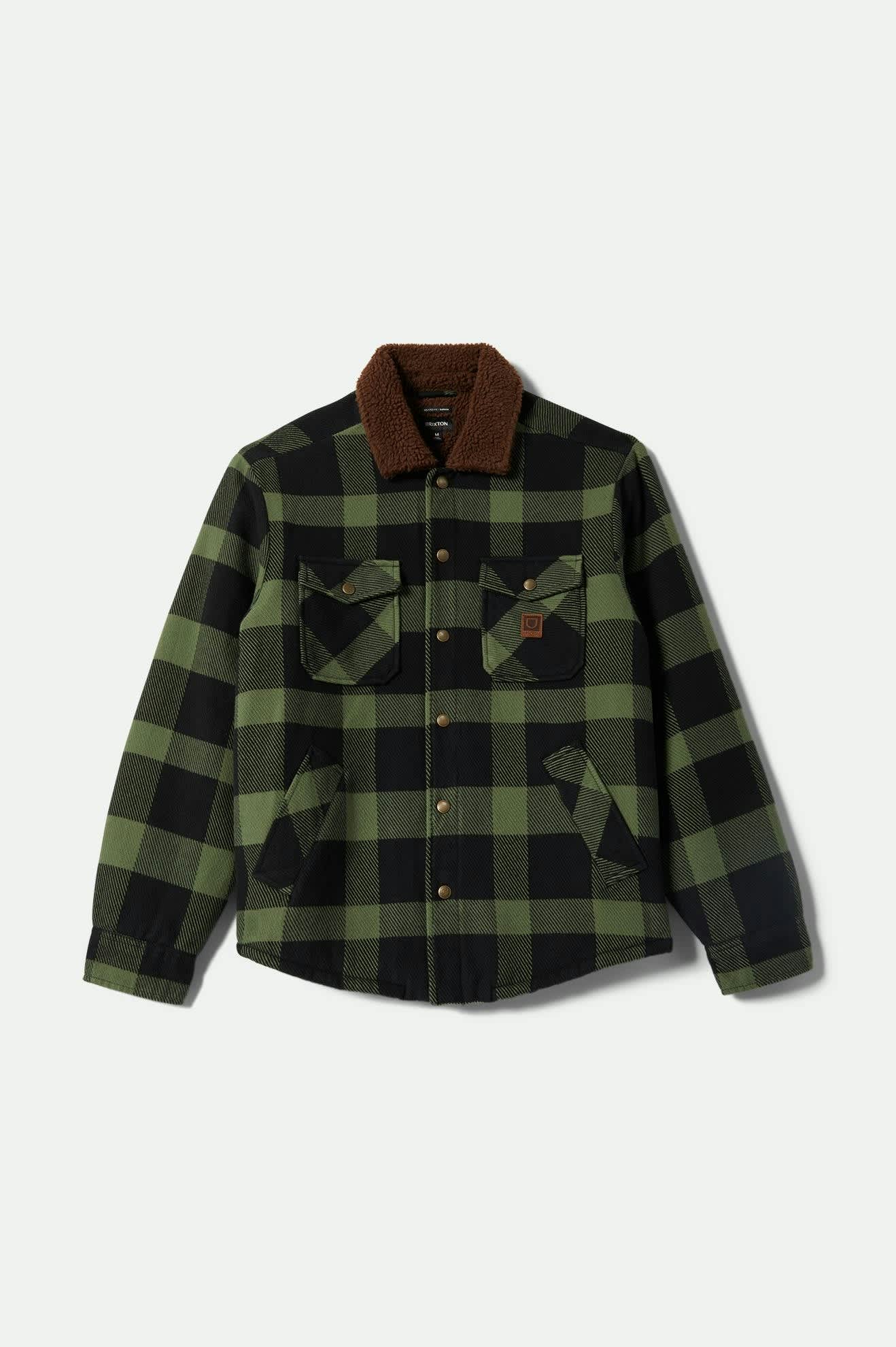 Image of Durham Sherpa Lined Jacket - Black/Wild Green Flannel