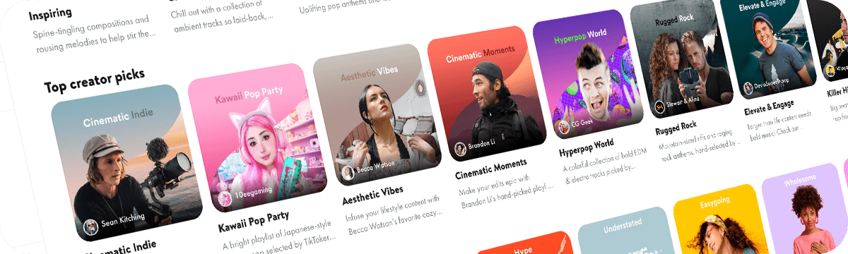 Image of the Creator Picks carousel on Uppbeat.