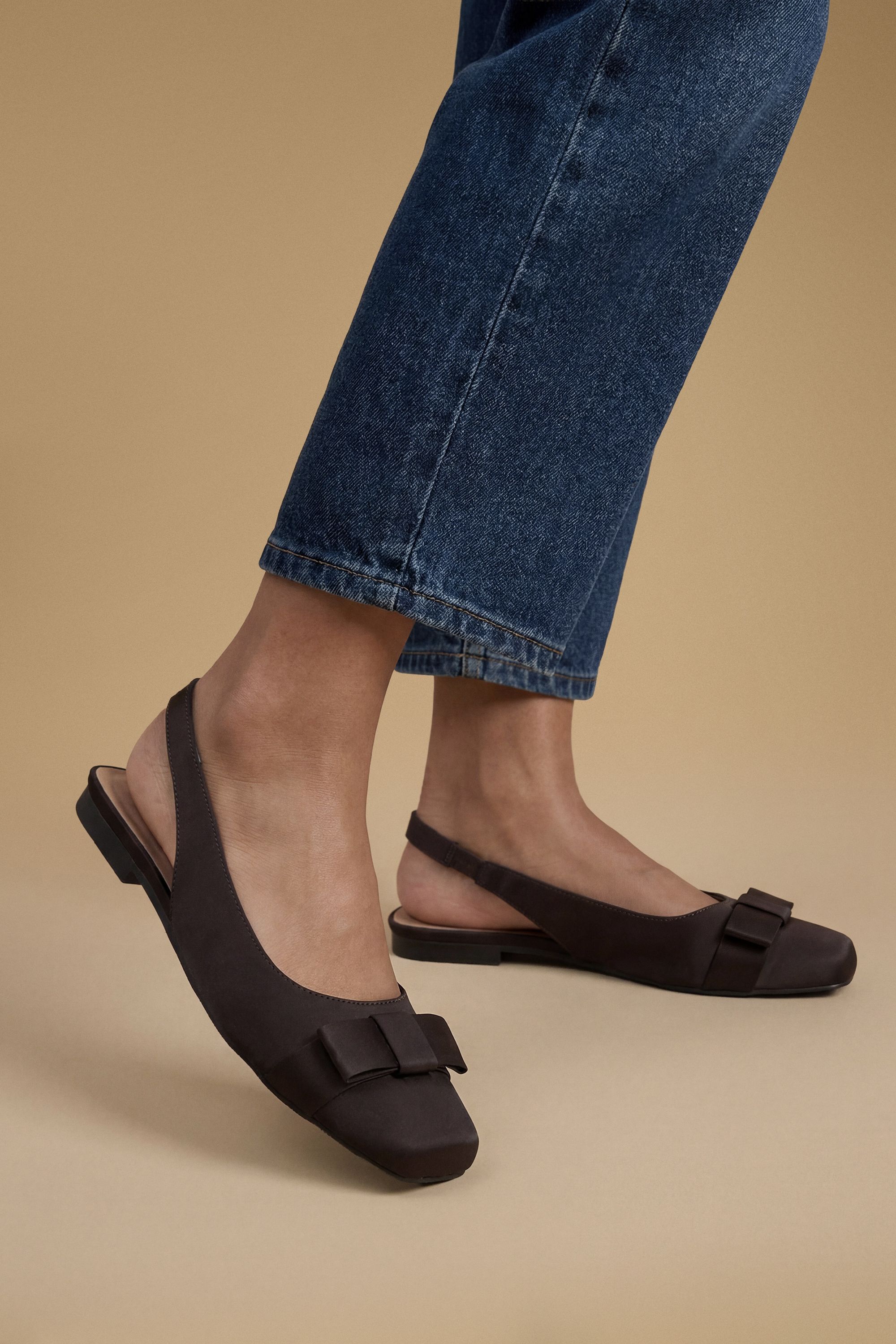 Olivia Satin Bow Detail Slingback Ballet Pumps
