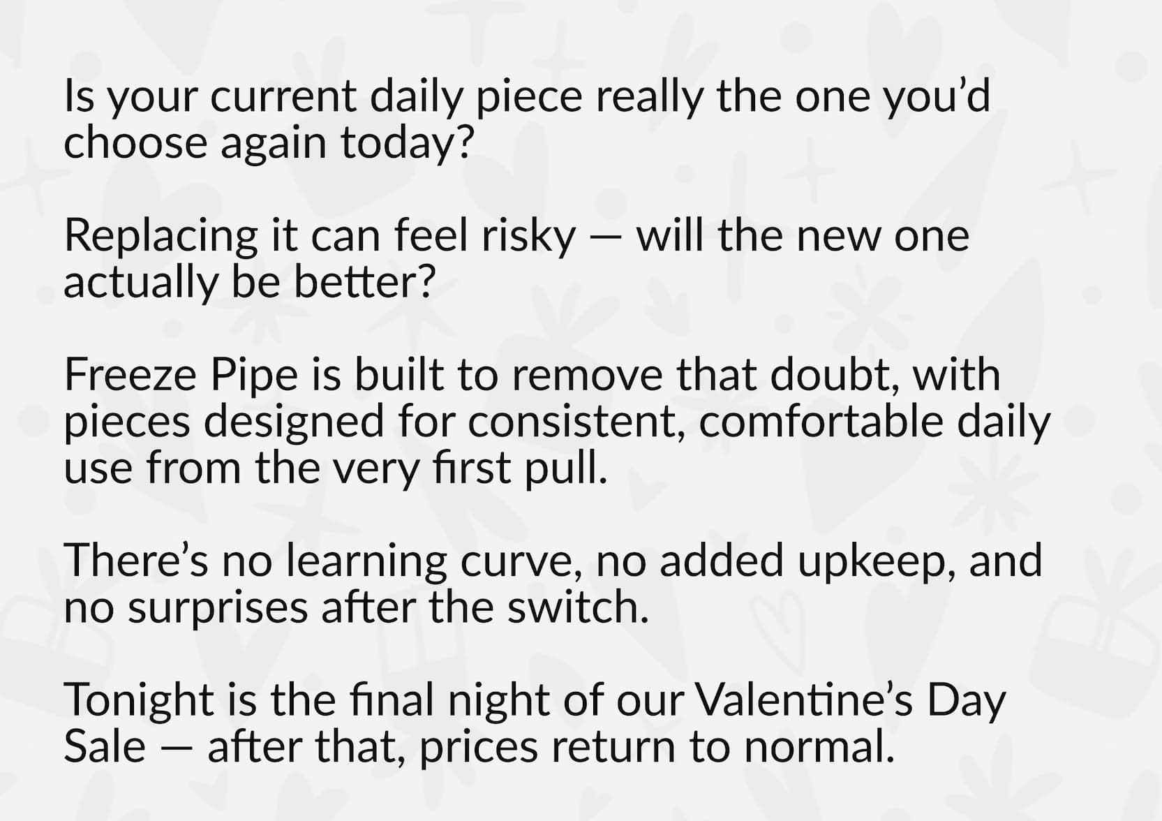 Email message explaining daily use design