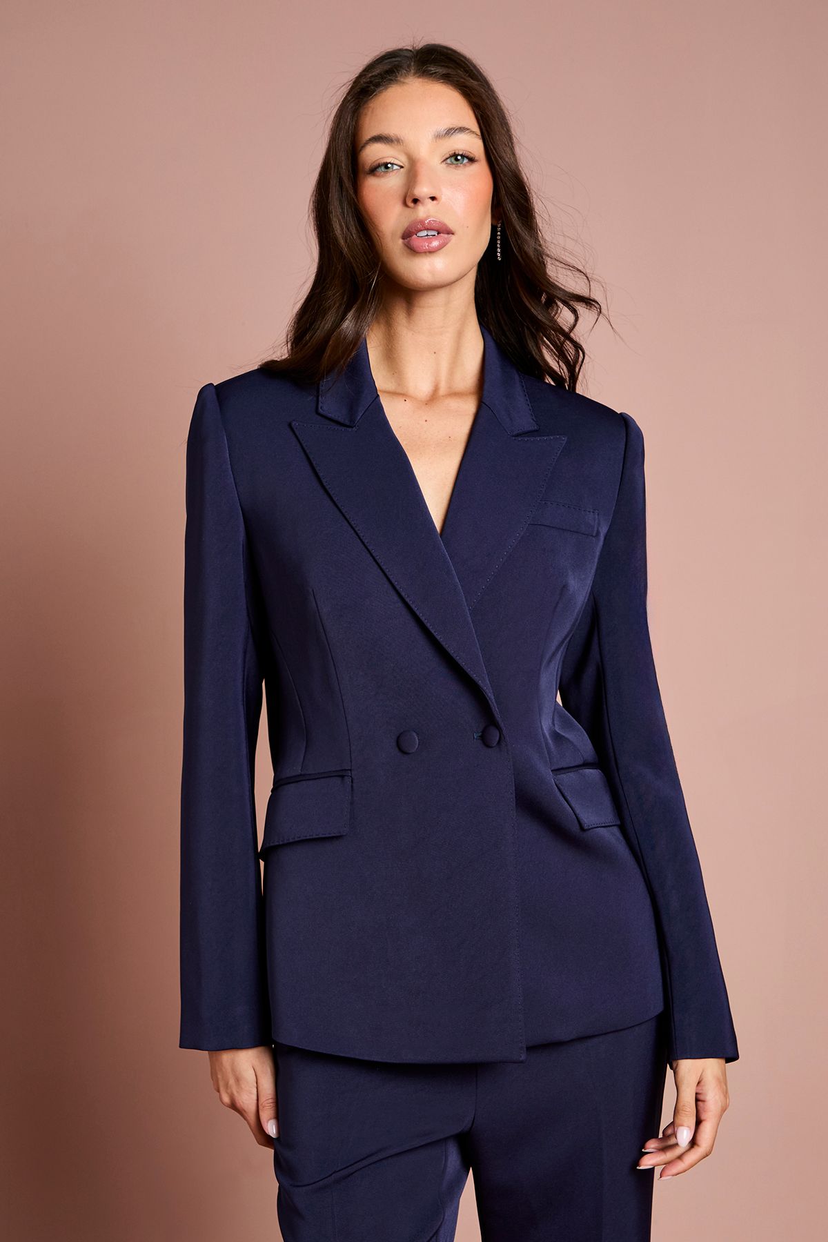 Stitch Detail Double Breasted Blazer