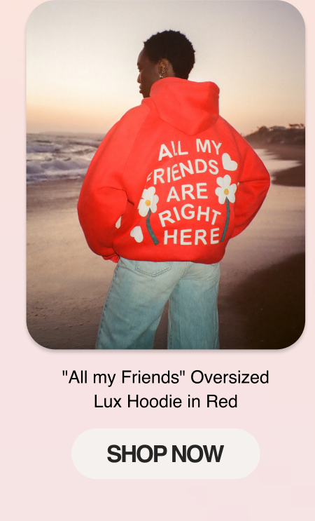 "All my Friends" Oversized Lux Hoodie in Red