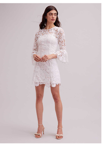 White 3/4 Sleeve Lace Dress