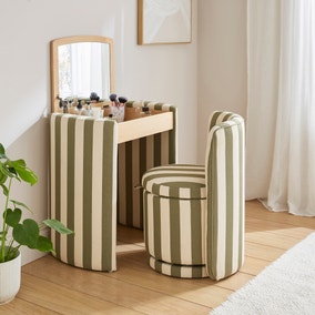 Frankie Striped Compact Dressing Table Set with Mirror and Stool