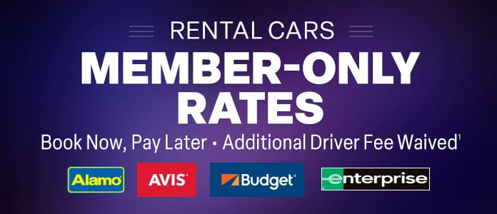 Rental Cars. Book Now, Pay Later. Additional Driver Fee Waived